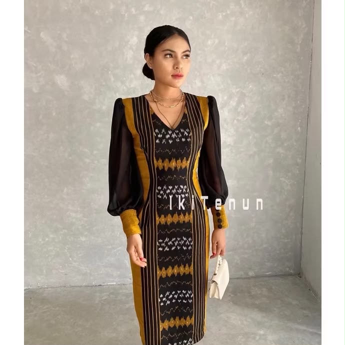 Marigold Dress Tenun - Foto 1