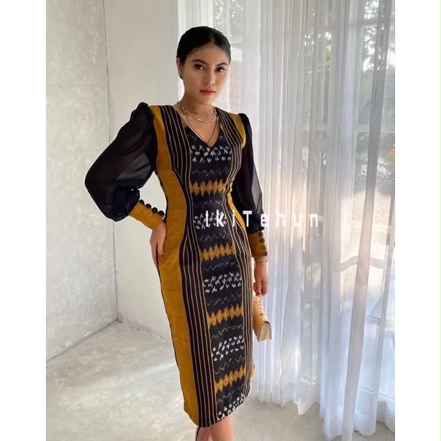 Marigold Dress Tenun - Foto 2